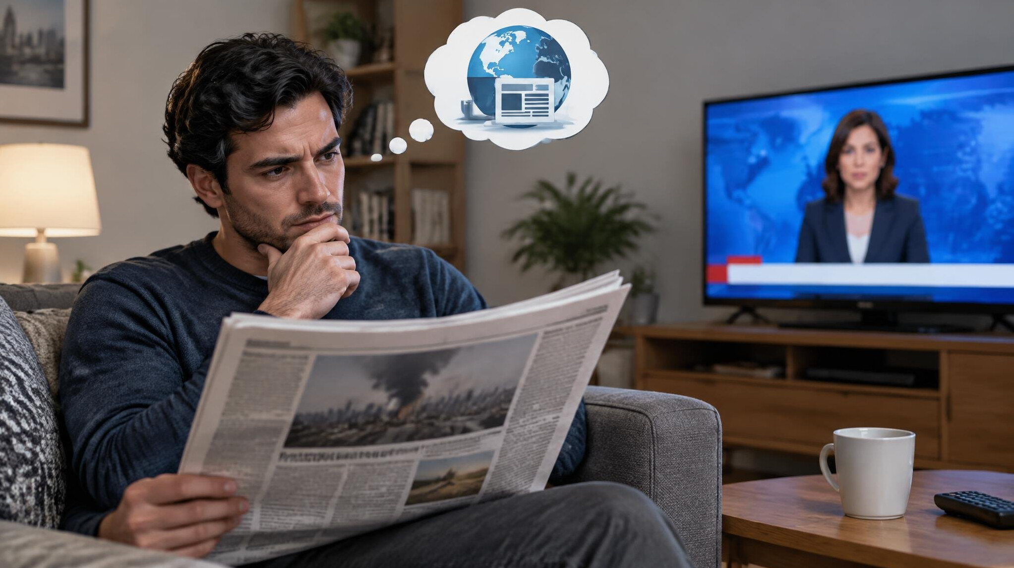 person reading newspaper