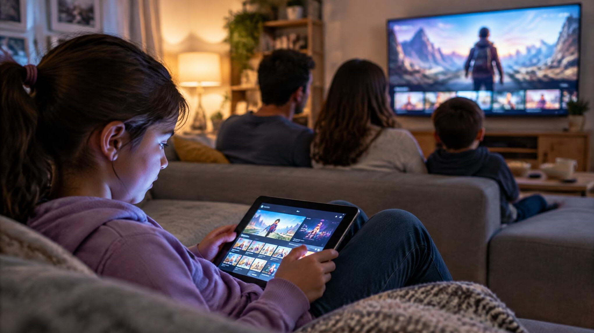 young person watching screen