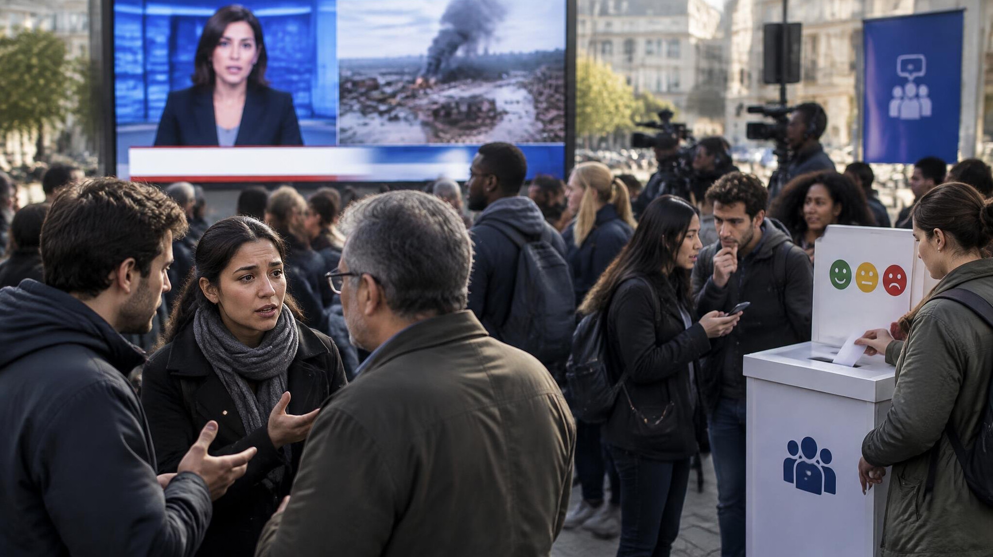 crowd gathering in crisis